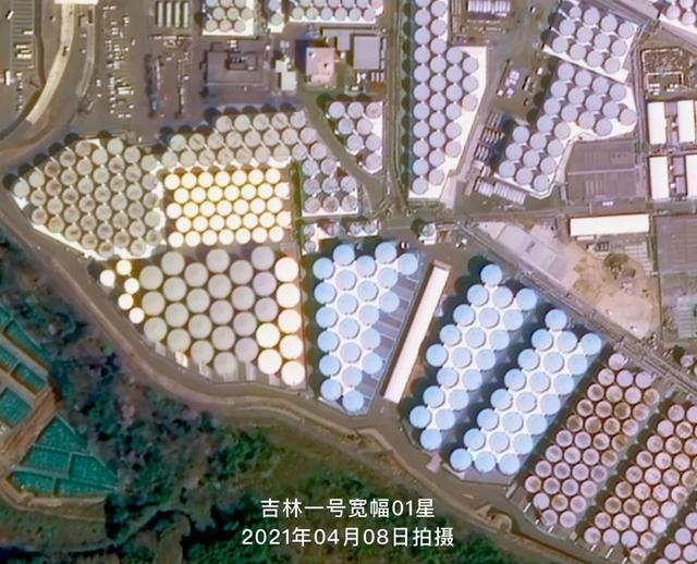 监控卫星拍到的核电站下的储水罐