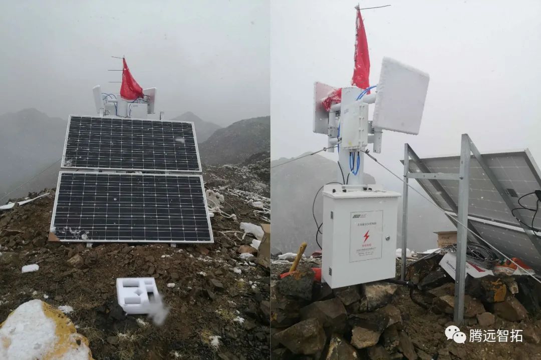 山顶太阳能供电无线中继安装效果 山顶太阳能供电无线中继安装效果